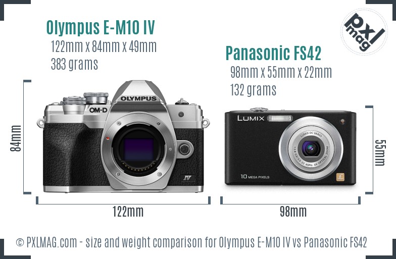 Olympus E-M10 IV vs Panasonic FS42 size comparison