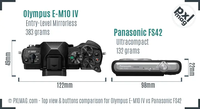 Olympus E-M10 IV vs Panasonic FS42 top view buttons comparison