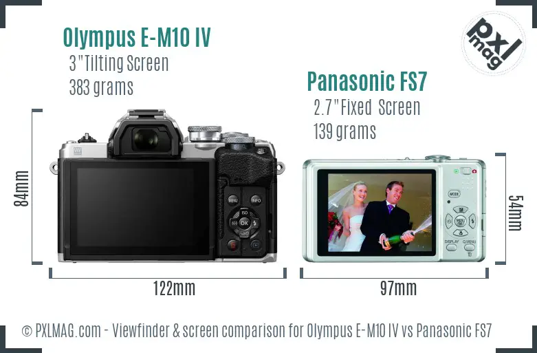 Olympus E-M10 IV vs Panasonic FS7 Screen and Viewfinder comparison