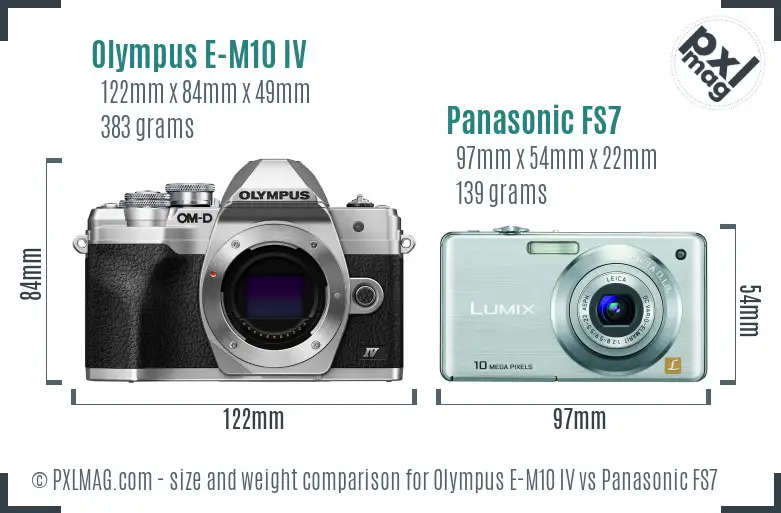 Olympus E-M10 IV vs Panasonic FS7 size comparison