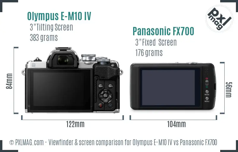 Olympus E-M10 IV vs Panasonic FX700 Screen and Viewfinder comparison