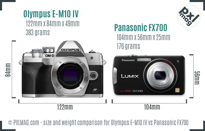 Olympus E-M10 IV vs Panasonic FX700 size comparison