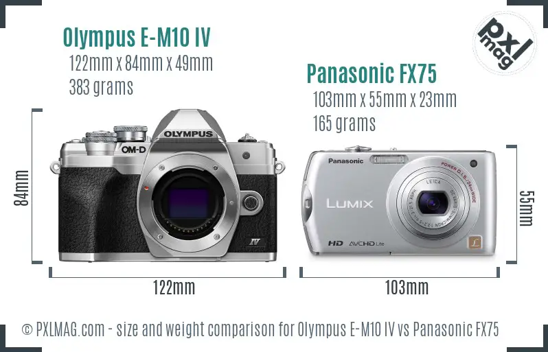 Olympus E-M10 IV vs Panasonic FX75 size comparison