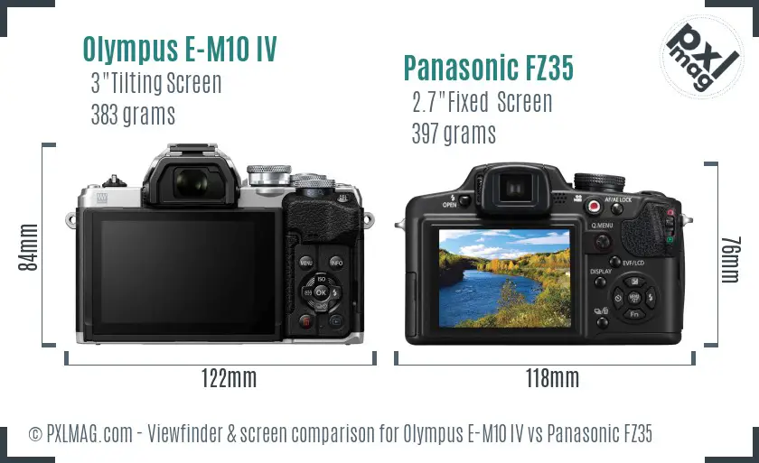 Olympus E-M10 IV vs Panasonic FZ35 Screen and Viewfinder comparison