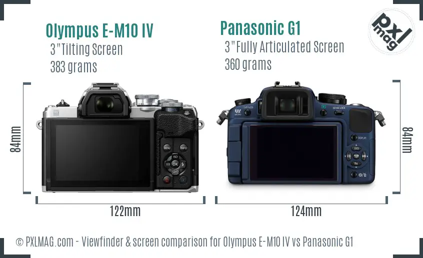 Olympus E-M10 IV vs Panasonic G1 Screen and Viewfinder comparison