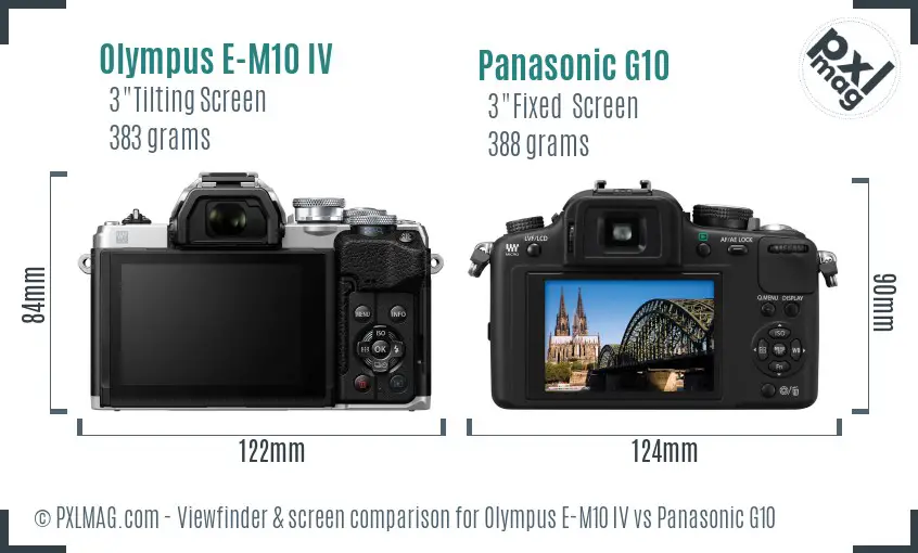Olympus E-M10 IV vs Panasonic G10 Screen and Viewfinder comparison