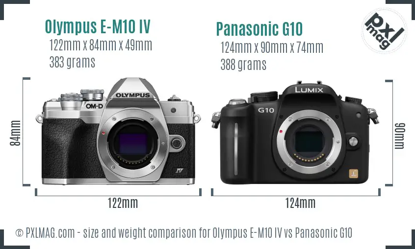 Olympus E-M10 IV vs Panasonic G10 size comparison