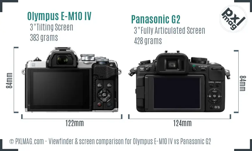 Olympus E-M10 IV vs Panasonic G2 Screen and Viewfinder comparison