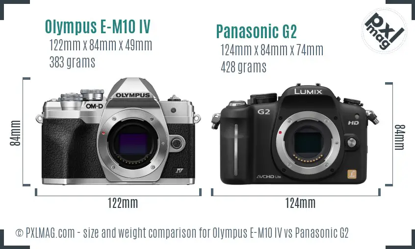 Olympus E-M10 IV vs Panasonic G2 size comparison