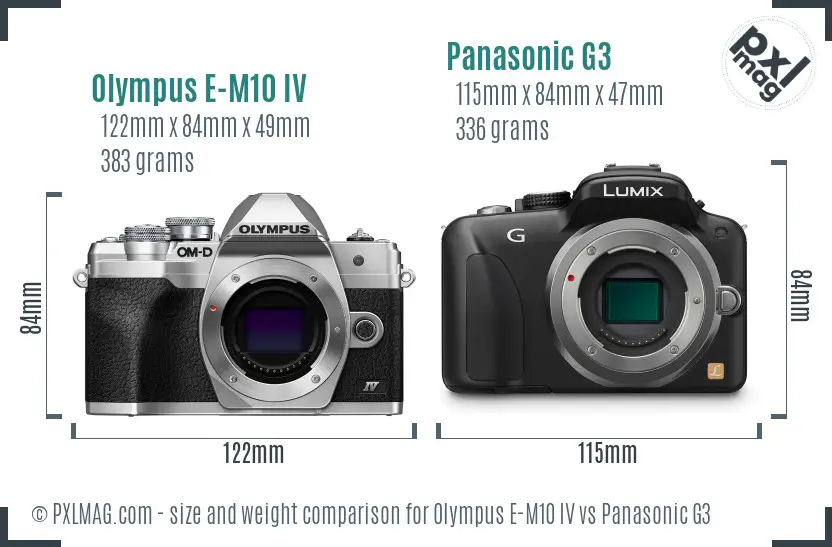 Olympus E-M10 IV vs Panasonic G3 size comparison