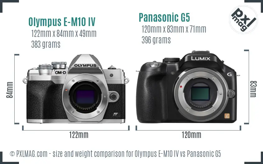 Olympus E-M10 IV vs Panasonic G5 size comparison