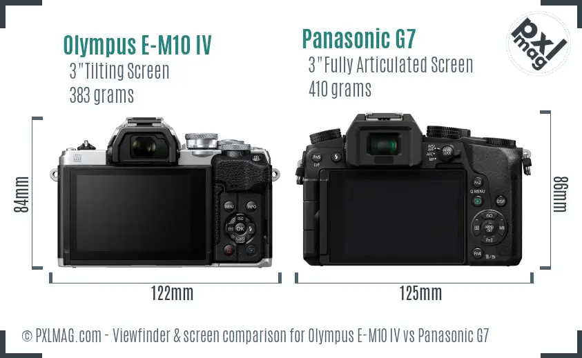 Olympus E-M10 IV vs Panasonic G7 Screen and Viewfinder comparison