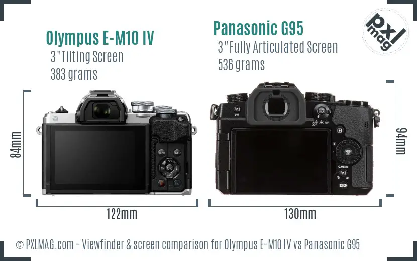 Olympus E-M10 IV vs Panasonic G95 Screen and Viewfinder comparison
