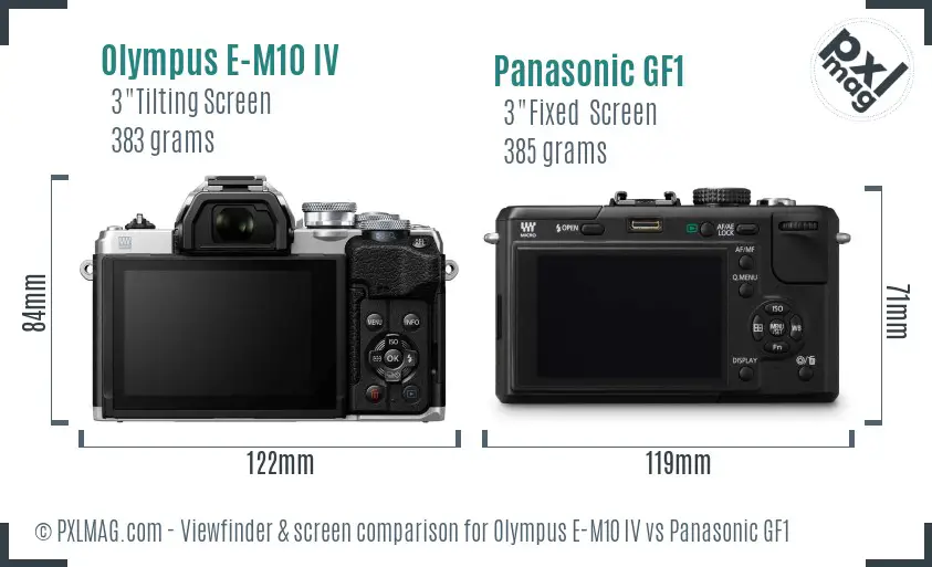 Olympus E-M10 IV vs Panasonic GF1 Screen and Viewfinder comparison