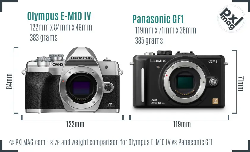 Olympus E-M10 IV vs Panasonic GF1 size comparison