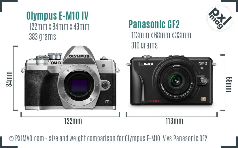 Olympus E-M10 IV vs Panasonic GF2 size comparison