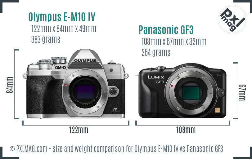 Olympus E-M10 IV vs Panasonic GF3 size comparison