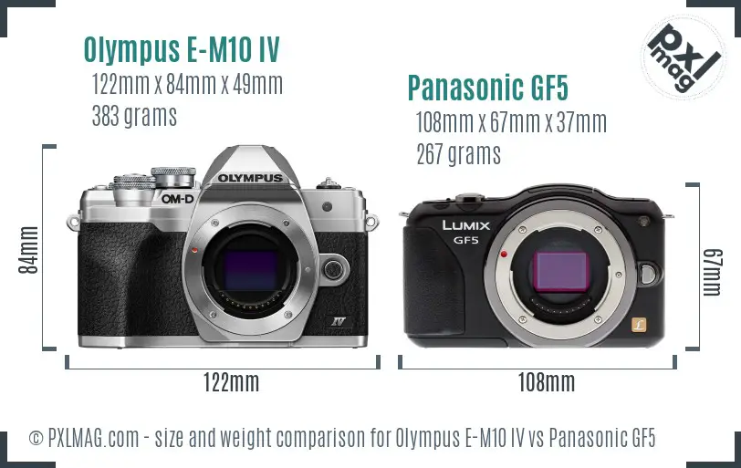 Olympus E-M10 IV vs Panasonic GF5 size comparison