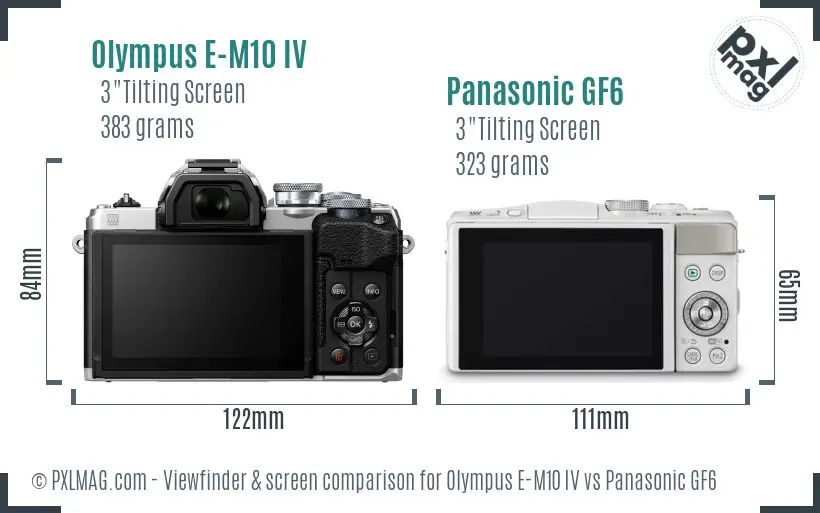 Olympus E-M10 IV vs Panasonic GF6 Screen and Viewfinder comparison