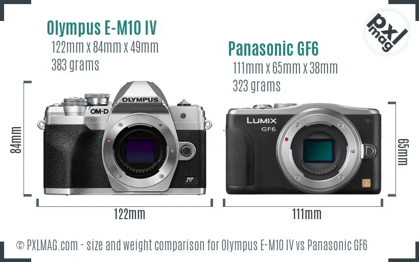 Olympus E-M10 IV vs Panasonic GF6 size comparison