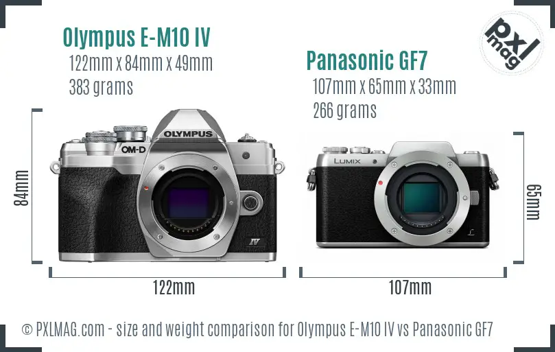 Olympus E-M10 IV vs Panasonic GF7 size comparison