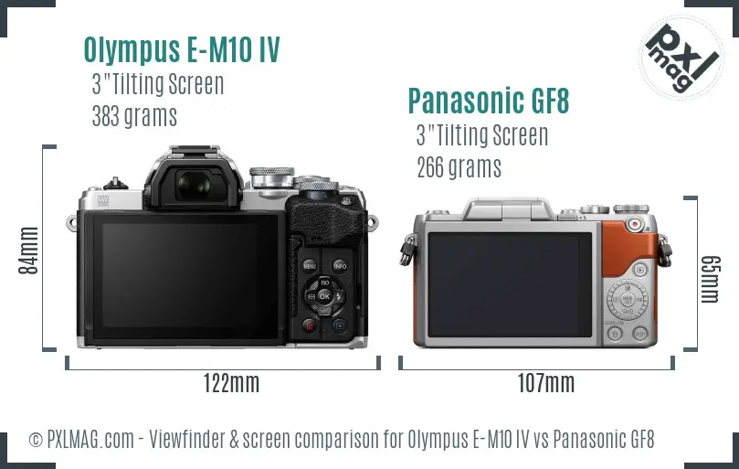 Olympus E-M10 IV vs Panasonic GF8 Screen and Viewfinder comparison