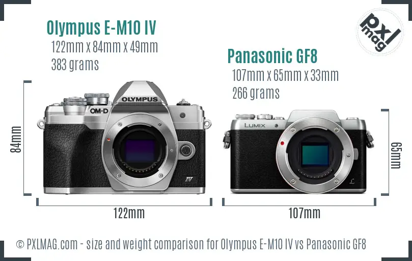 Olympus E-M10 IV vs Panasonic GF8 size comparison