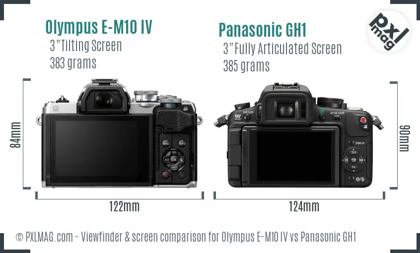 Olympus E-M10 IV vs Panasonic GH1 Screen and Viewfinder comparison