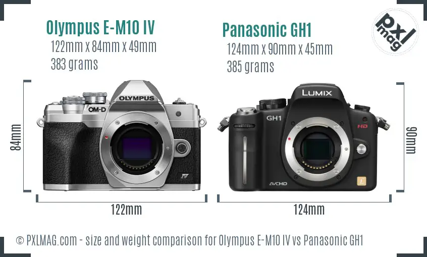 Olympus E-M10 IV vs Panasonic GH1 size comparison