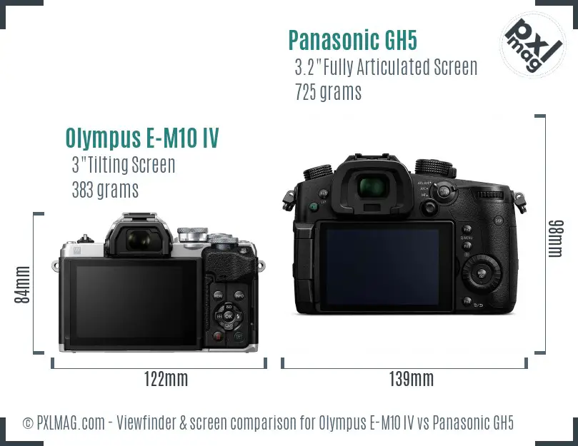 Olympus E-M10 IV vs Panasonic GH5 Screen and Viewfinder comparison