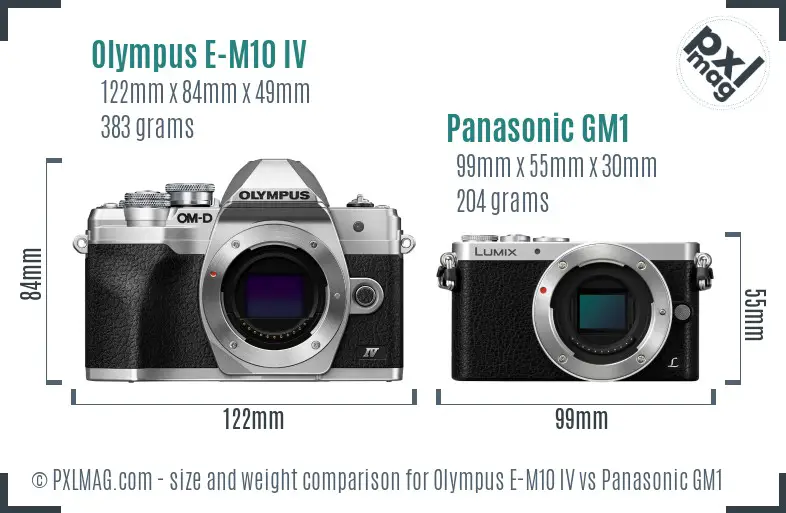 Olympus E-M10 IV vs Panasonic GM1 size comparison