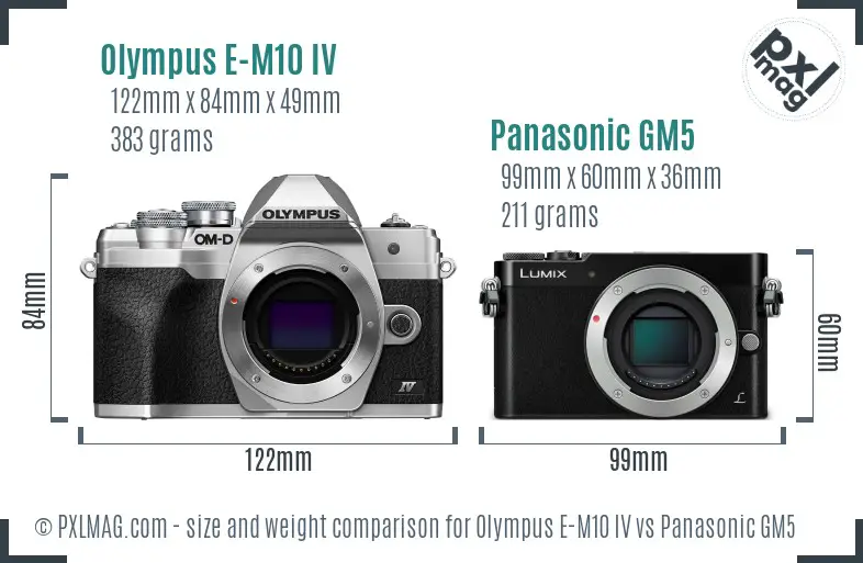 Olympus E-M10 IV vs Panasonic GM5 size comparison