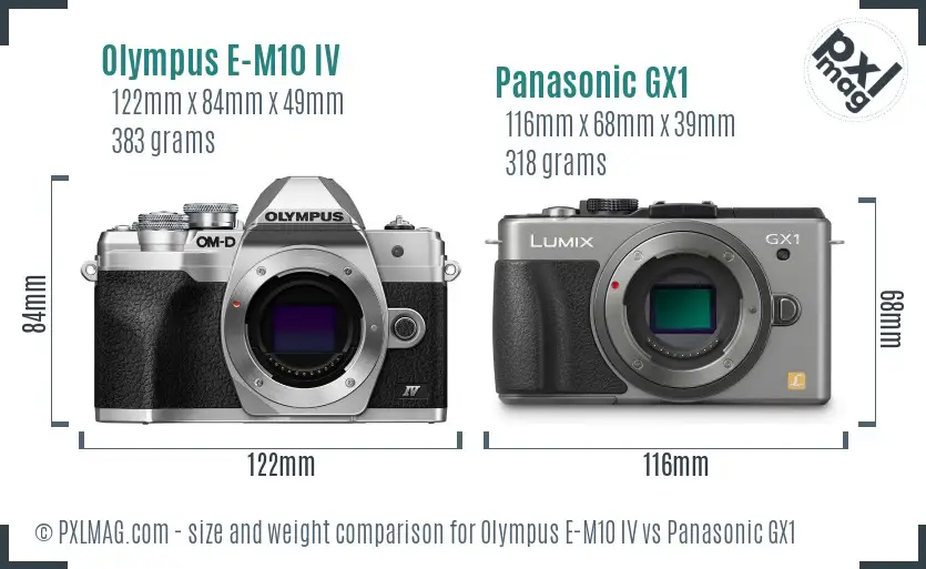 Olympus E-M10 IV vs Panasonic GX1 size comparison