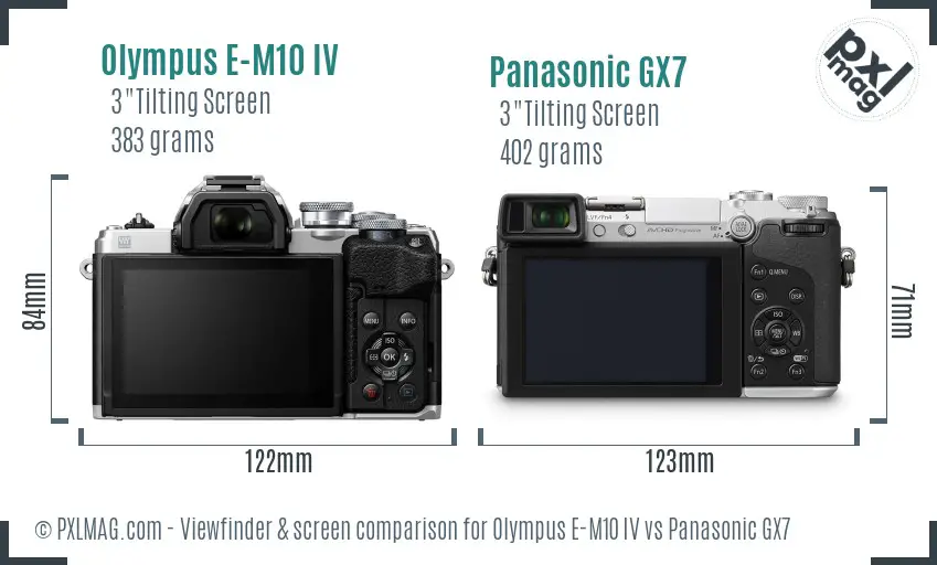 Olympus E-M10 IV vs Panasonic GX7 Screen and Viewfinder comparison