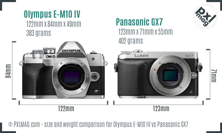 Olympus E-M10 IV vs Panasonic GX7 size comparison