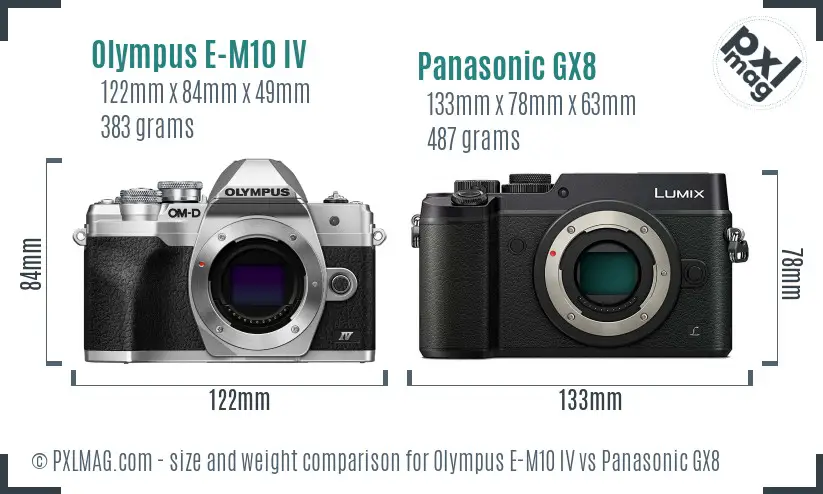 Olympus E-M10 IV vs Panasonic GX8 size comparison