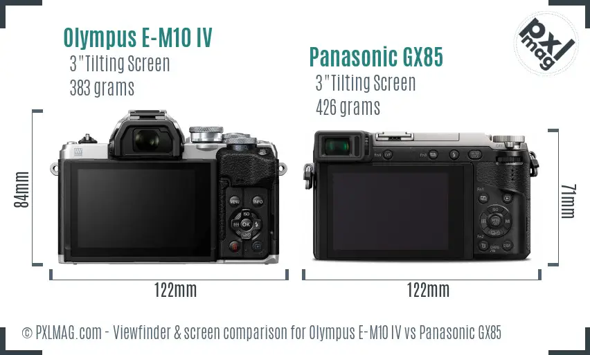 Olympus E-M10 IV vs Panasonic GX85 Screen and Viewfinder comparison