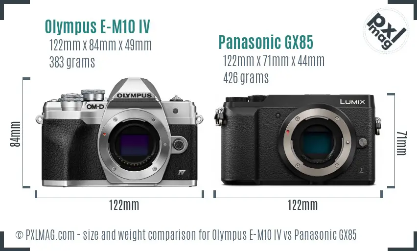 Olympus E-M10 IV vs Panasonic GX85 size comparison