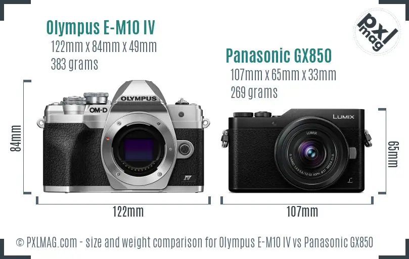 Olympus E-M10 IV vs Panasonic GX850 size comparison