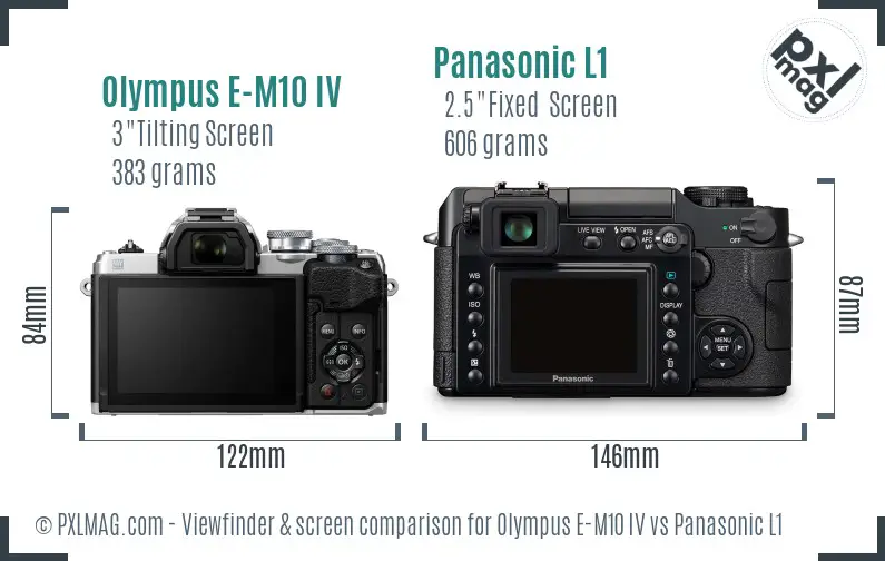 Olympus E-M10 IV vs Panasonic L1 Screen and Viewfinder comparison