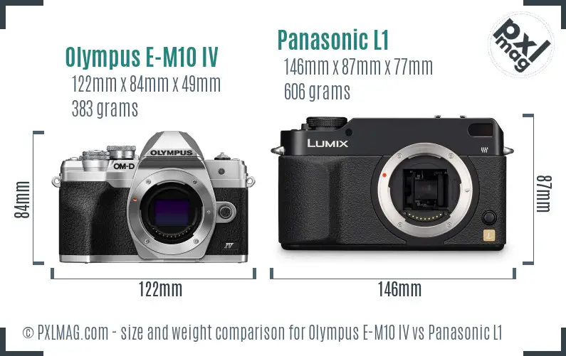Olympus E-M10 IV vs Panasonic L1 size comparison
