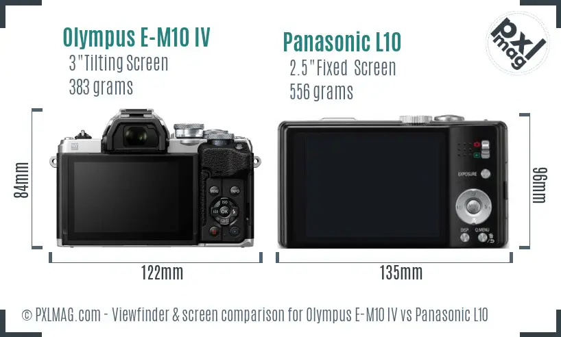 Olympus E-M10 IV vs Panasonic L10 Screen and Viewfinder comparison