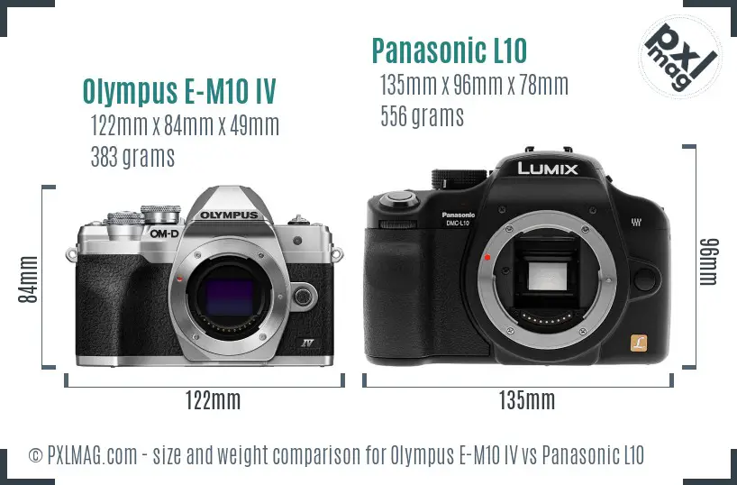 Olympus E-M10 IV vs Panasonic L10 size comparison