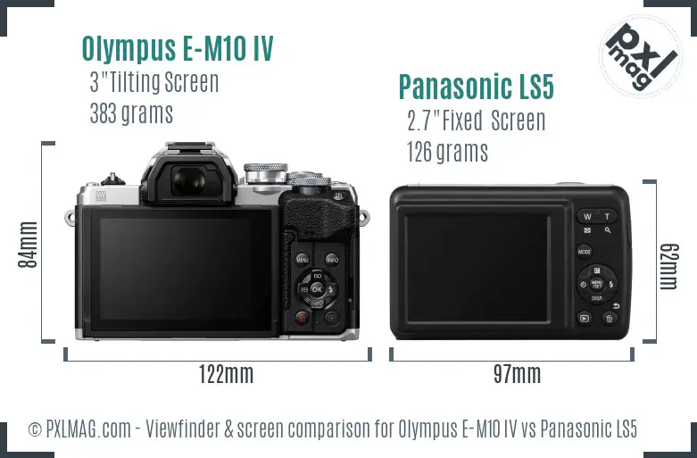 Olympus E-M10 IV vs Panasonic LS5 Screen and Viewfinder comparison