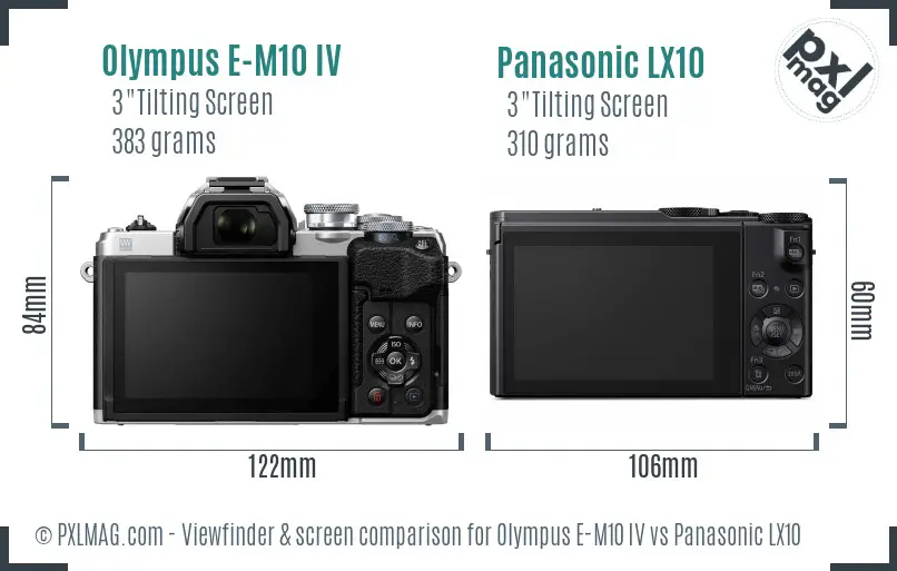 Olympus E-M10 IV vs Panasonic LX10 Screen and Viewfinder comparison