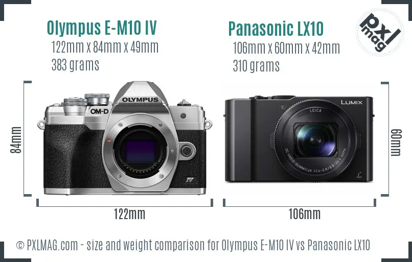 Olympus E-M10 IV vs Panasonic LX10 size comparison