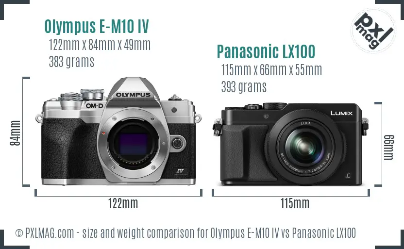 Olympus E-M10 IV vs Panasonic LX100 size comparison