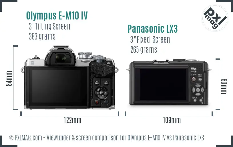 Olympus E-M10 IV vs Panasonic LX3 Screen and Viewfinder comparison