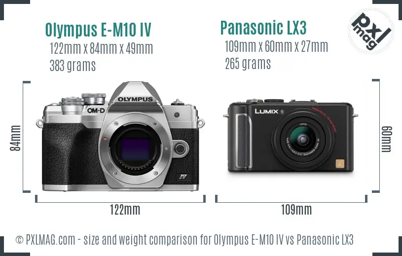 Olympus E-M10 IV vs Panasonic LX3 size comparison