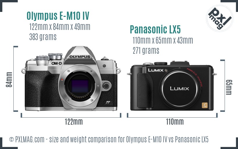 Olympus E-M10 IV vs Panasonic LX5 size comparison